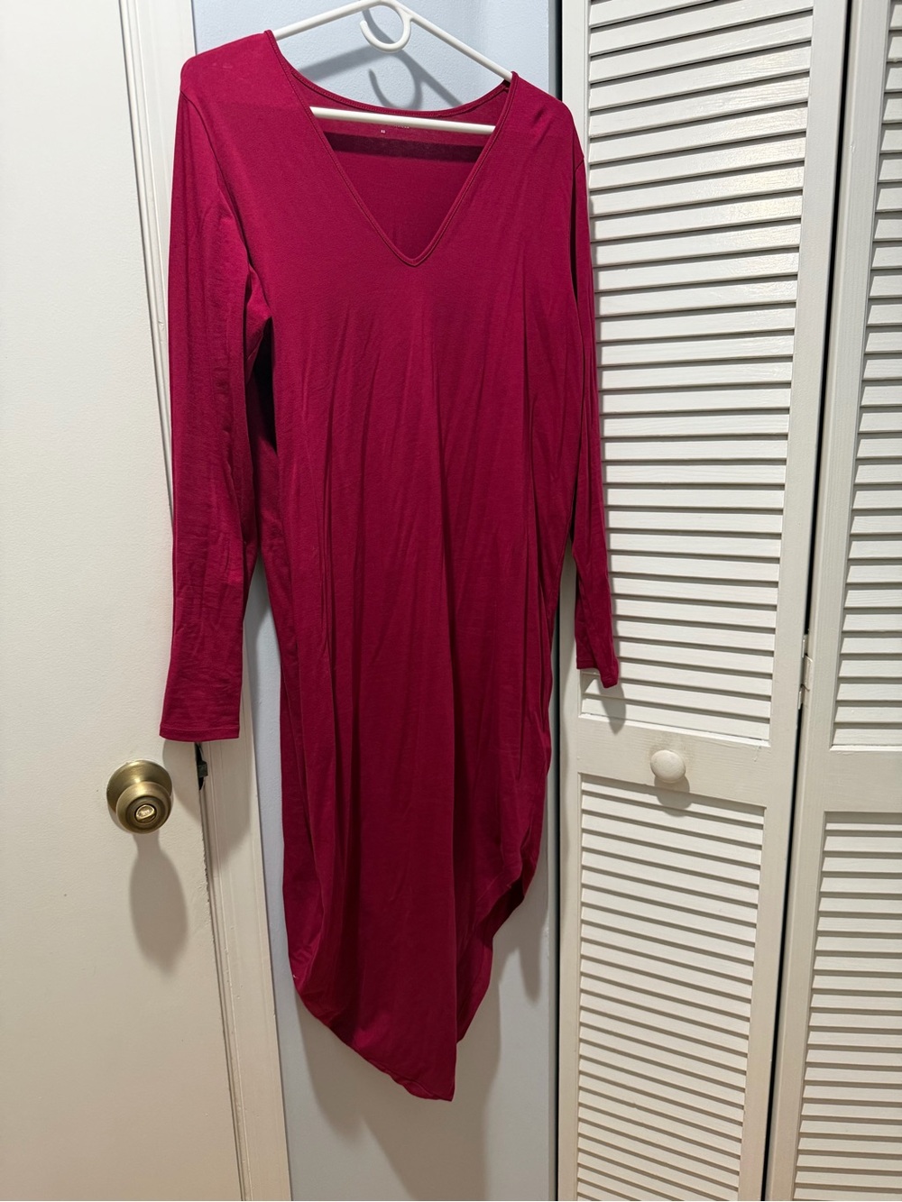 Universal Standard Long Sleeve V-Neck Dress in Fuchsia